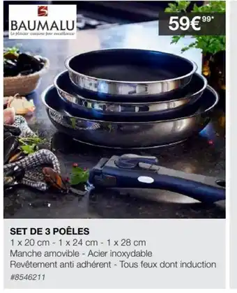 Costco Set de 3 Poêles offre