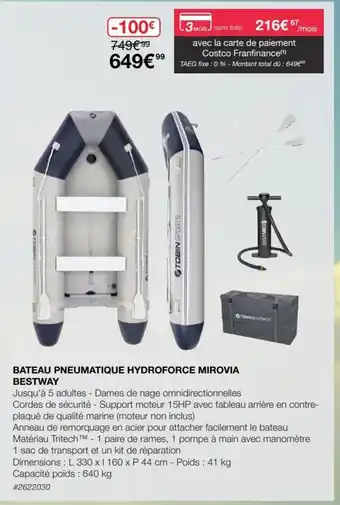Costco Bateau Pneumatique Hydroforce Mirovia Bestway offre