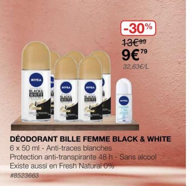 Promo Déodorant Bille Femme Black & White chez Costco