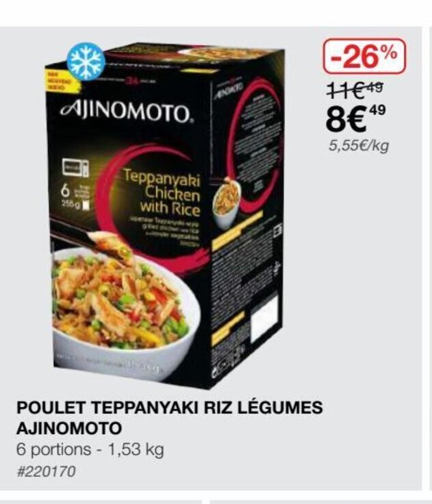 Promo Poulet Teppanyaki Riz Légumes Ajinomoto chez Costco