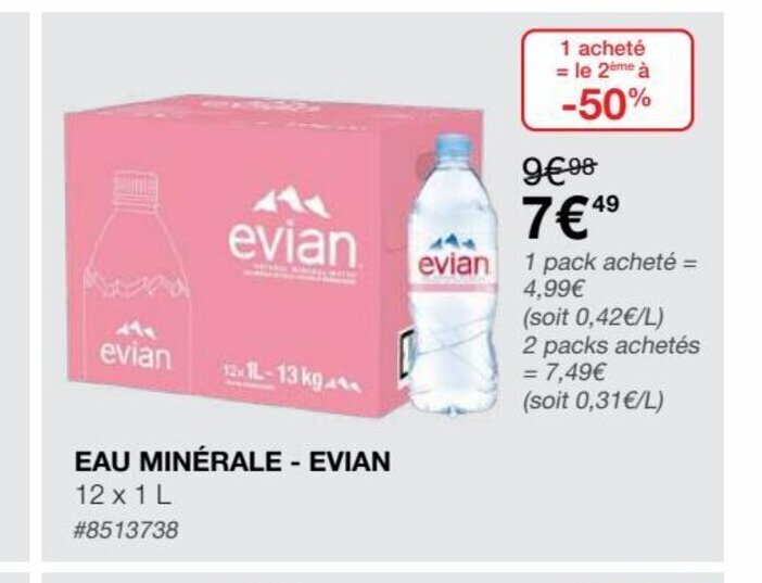 Promo Eau MinéraleEvian chez Costco