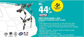 E.Leclerc L'Auto Mottez Porte-Vélos Ariane 1 Vélo offre