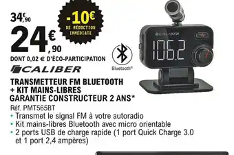E.Leclerc L'Auto Caliber Transmetteur FM Bluetooth +Kit Mains-Libres offre