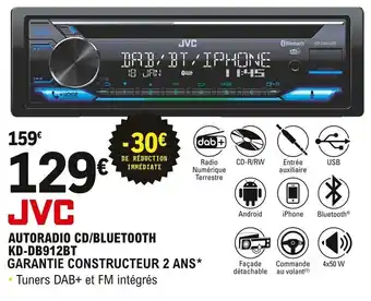 E.Leclerc L'Auto JVC Autoradio CD/Bluetooth KD-DB912BT offre