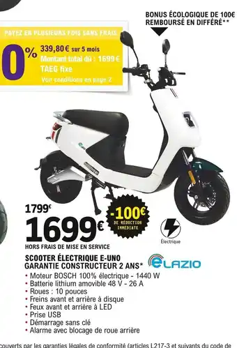 E.Leclerc L'Auto Scooter électrique E-Uno offre