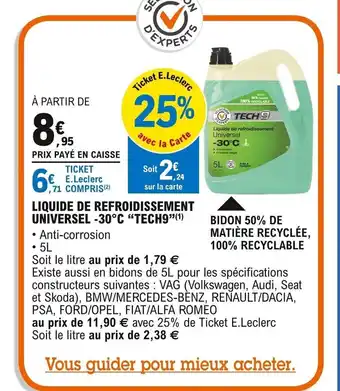 E.Leclerc L'Auto Liquide de Refroidissement Universel -30°C Tech 9 offre