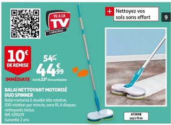 Auchan Balai nettoyant motorisé duo spinner offre