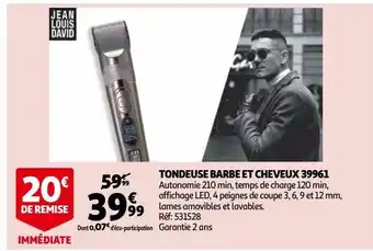 Auchan Tondeuse barbe et cheveux 39961 offre