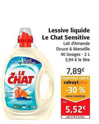 Colruyt Lessive Liquide Le Chat Sensitive offre