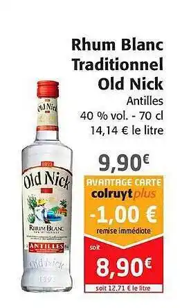 Colruyt Rhum Blanc Traditionnel Old Nick offre