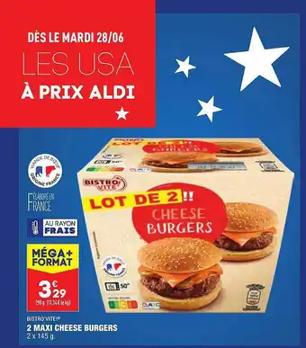 ALDI 2 Maxi Cheese Burgers Bistro'vite ! offre