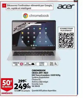 Auchan Chromebook Cb314-2ht-k6jj Acer offre