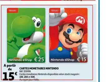 Auchan Cartes Monétaires Nintendo offre