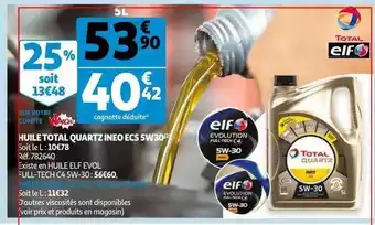 Auchan Huile Total Quartz Ineo Ecs 5w30 offre