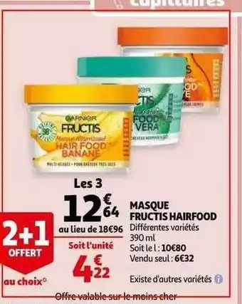 Auchan Masque Fructis Hairfood offre