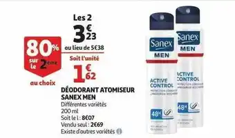 Auchan Déodorant Atomiseur Sanex Men offre