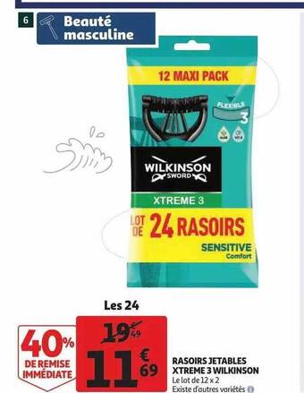 Auchan Rasoirs Jetables Xtreme 3 Wilkinson offre
