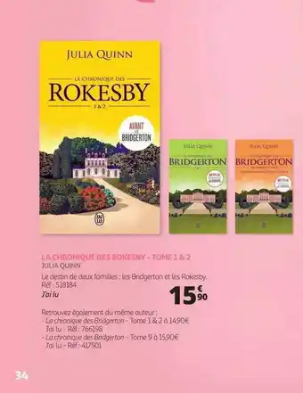 Auchan La Chronique Des Rokesby - Tome 1 & 2 - Julia Quinn offre