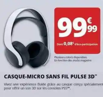 Auchan Casque-micro Sans Fil Pulse 3d offre