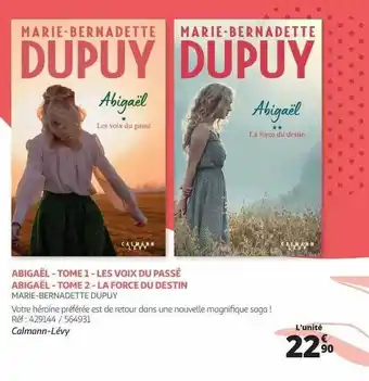 Auchan Abigaël - Tome1 - Les Voix Du Passé, Abigaël - Tome2 - La Force Du Destin - Marie-bernadette Dupuy offre
