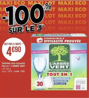 Casino Supermarchés Tablettes Lave-vaisselle Tout En 1 L'arbre Vert offre