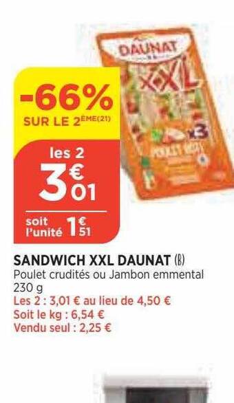 Bi1 Sandwich Xxl Daunat offre