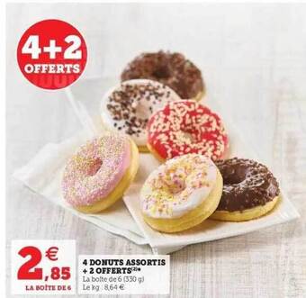 Hyper U 4 Donuts Assortis + 2 Offerts offre