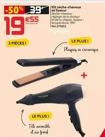 Gifi Kit Sèche-cheveux Et Lisseur Homday offre