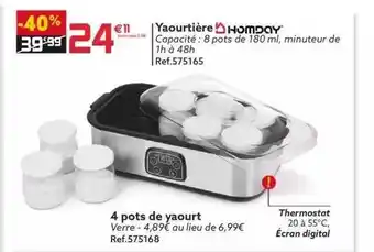 Gifi Yaourtière Homday, 4 Pots De Yaourt offre