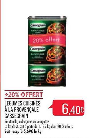 Match Légumes Cuisinés à La Provençale Cassegrain offre