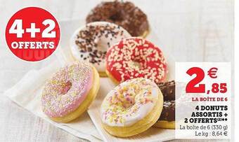 Super U 4 Donuts Assortis + 2 Offerts offre
