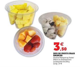 Super U Duo De Fruits Frais émincés offre