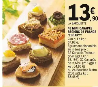 E.Leclerc 48 Mini Canapés Régions De France offre