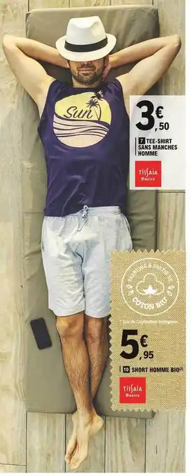 E.Leclerc Short Homme Bio Tissaia Basics offre