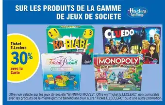 E.Leclerc La Gamme De Jeux De Société Hasbro Gaming offre