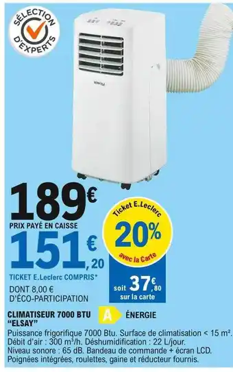 E.Leclerc Climatiseur 7000 Btu offre