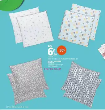 E.Leclerc Lot De 2 Oreillers 60 X 60 Cm offre