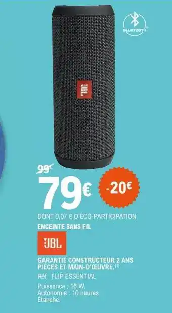 E.Leclerc Enceinte Sans Fil Jbl offre