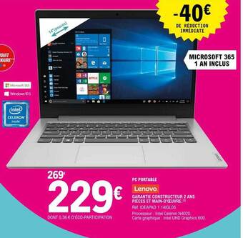 E.Leclerc Pc Portable Lenovo offre