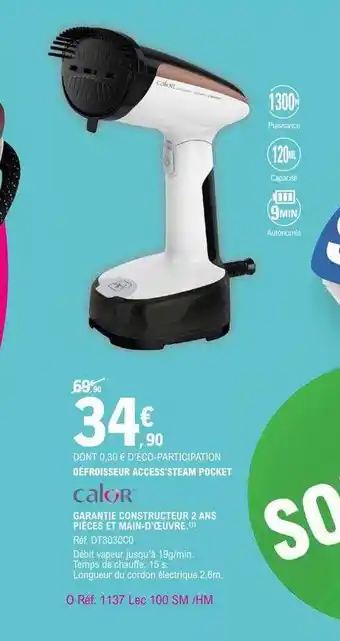 E.Leclerc Défroisseur Access-steam Pocket Calor offre
