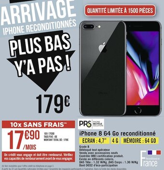 Géant Casino Iphone 8 64 go reconditionné offre