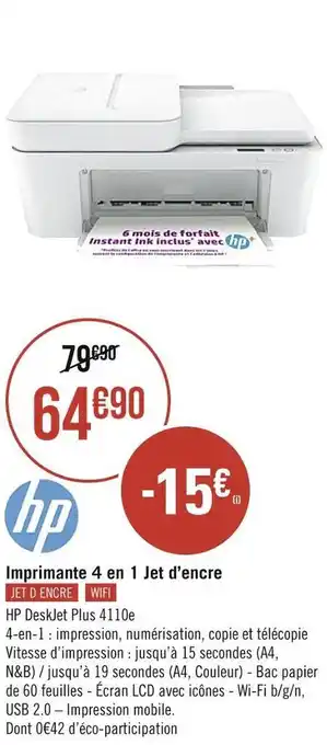 Géant Casino Hp imprimante 4 en 1 jet d’encre offre