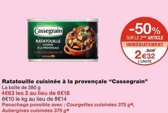 Monoprix Cassegrain ratatouille cuisinée à la provençale offre