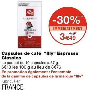 Monoprix Illy capsules de café espresso classico offre