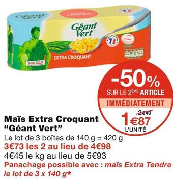 Monoprix Géant vert maïs extra croquant offre