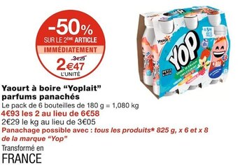 Monoprix Yoplait yaourt à boire parfums panachés offre