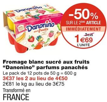 Monoprix Danonino fromage blanc sucré aux fruits parfums panachés offre