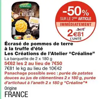 Monoprix Créaline écrasé de pommes de terre à la truffe d’été les créations de l’atelier offre