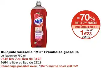 Monoprix Mir liquide vaisselle framboise groseille offre