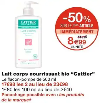 Monoprix Lait corps nourrissant bio offre